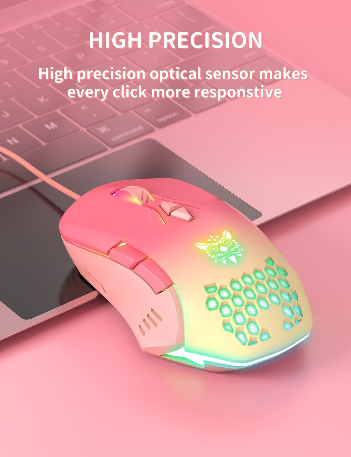 Gaming Mouse, Wired PC Entry Level Mouse with RGB Backlit and Adjustable DPI, Ergonomic Office Laptop Mouse, Computer Gamer Mouse with 7 Responsive Buttons for Windows/Mac/Linux/Chrome image number 5