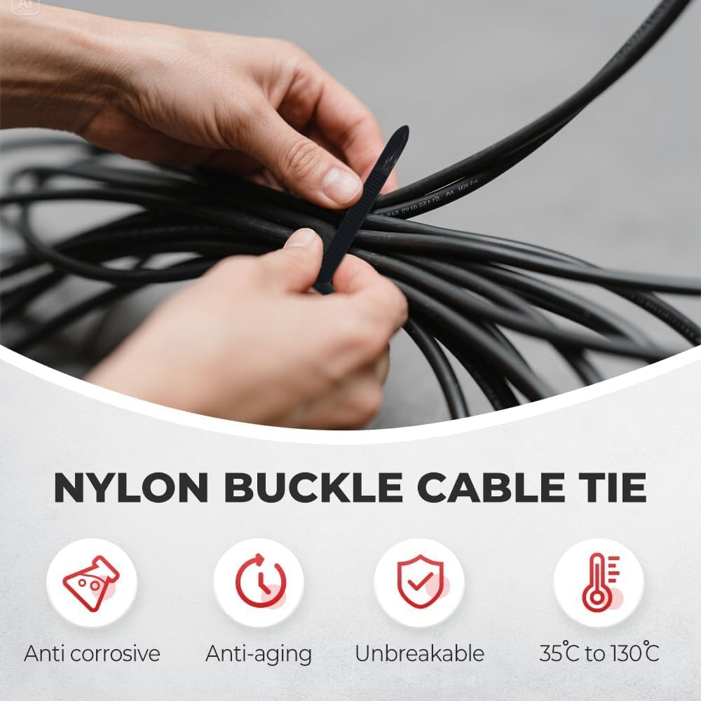 Nylon Universal Cable Tie Buckle, Multi-Purpose Plastic Cabletie Tool Holder, Cabletie Buckles & Zip Tie Clips, High Temperature and UV Resistant Used, Automotive & DIY Cable Management (50PCS)