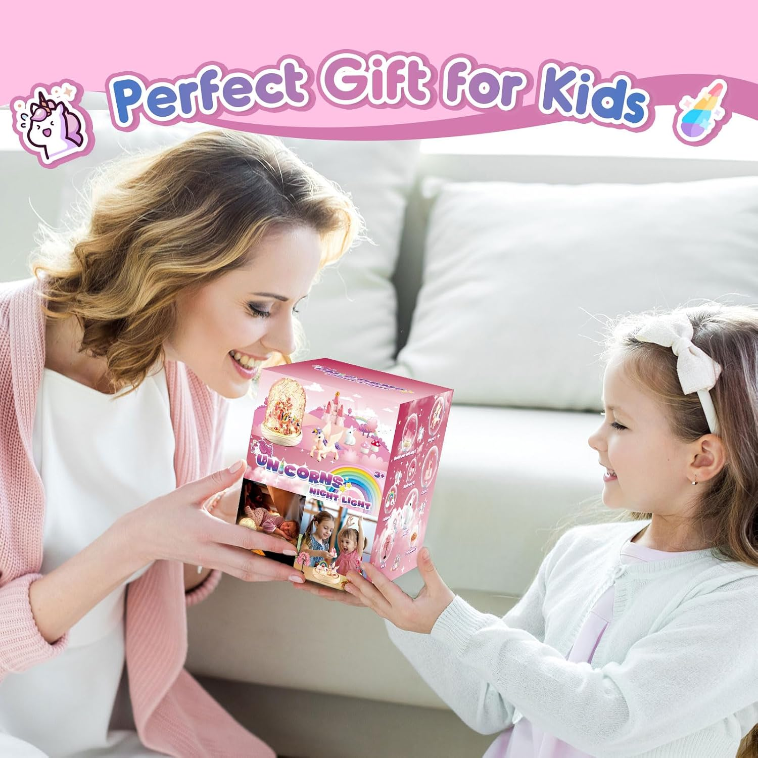 Girls Gifts Age 3-8, Vingtank Unicorn Toys for Girls Kids Night Light Toys for 3 4 5 6 7 8 Year Old Girl Birthday Gift Unicorn Craft Kits for Room Decor Desk or Shelf Christmas Display image number 2