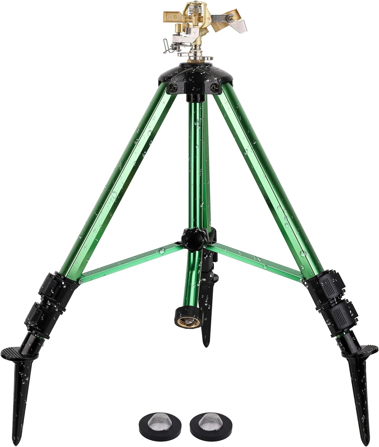 Sprinklers for Yard,Heavy-Duty Impact Sprinkler on Ground Plug Tripod Base, 360 Degree, 0-43 Feet Large Area Coverage Yard Sprinklers, Adjustable Height 16-37&rdquo; Water Sprinkler for Lawn image number 4