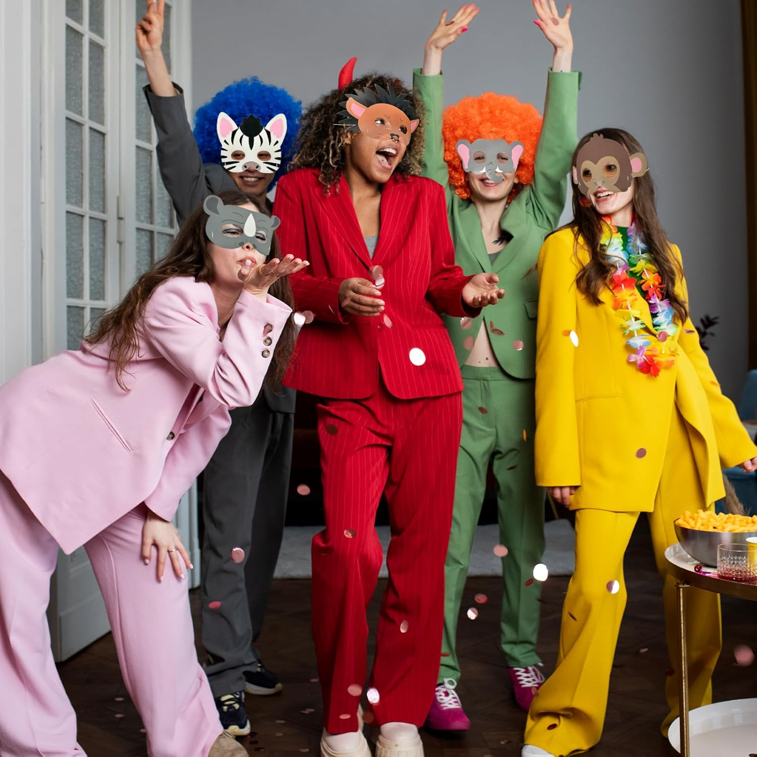 WELANE Safari Animal Masks, 16 PCS Wild Forest Zoo Animals Cartoon Masks for Party, Masquerade, Cosplay (16 Kinds) image number 2