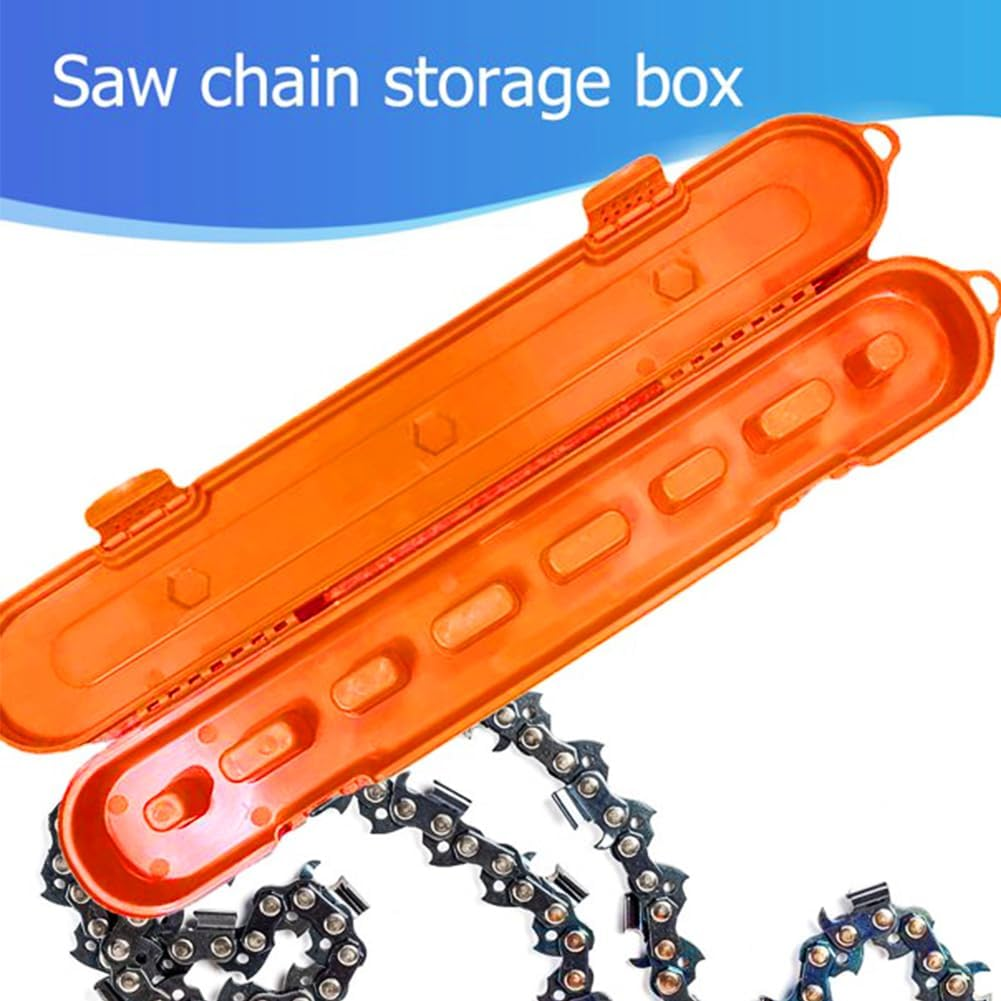 Locker for 6-20Inch Portable Plastic Home Chainsaw Chain Storage Case Waterproof(Orange) image number 4
