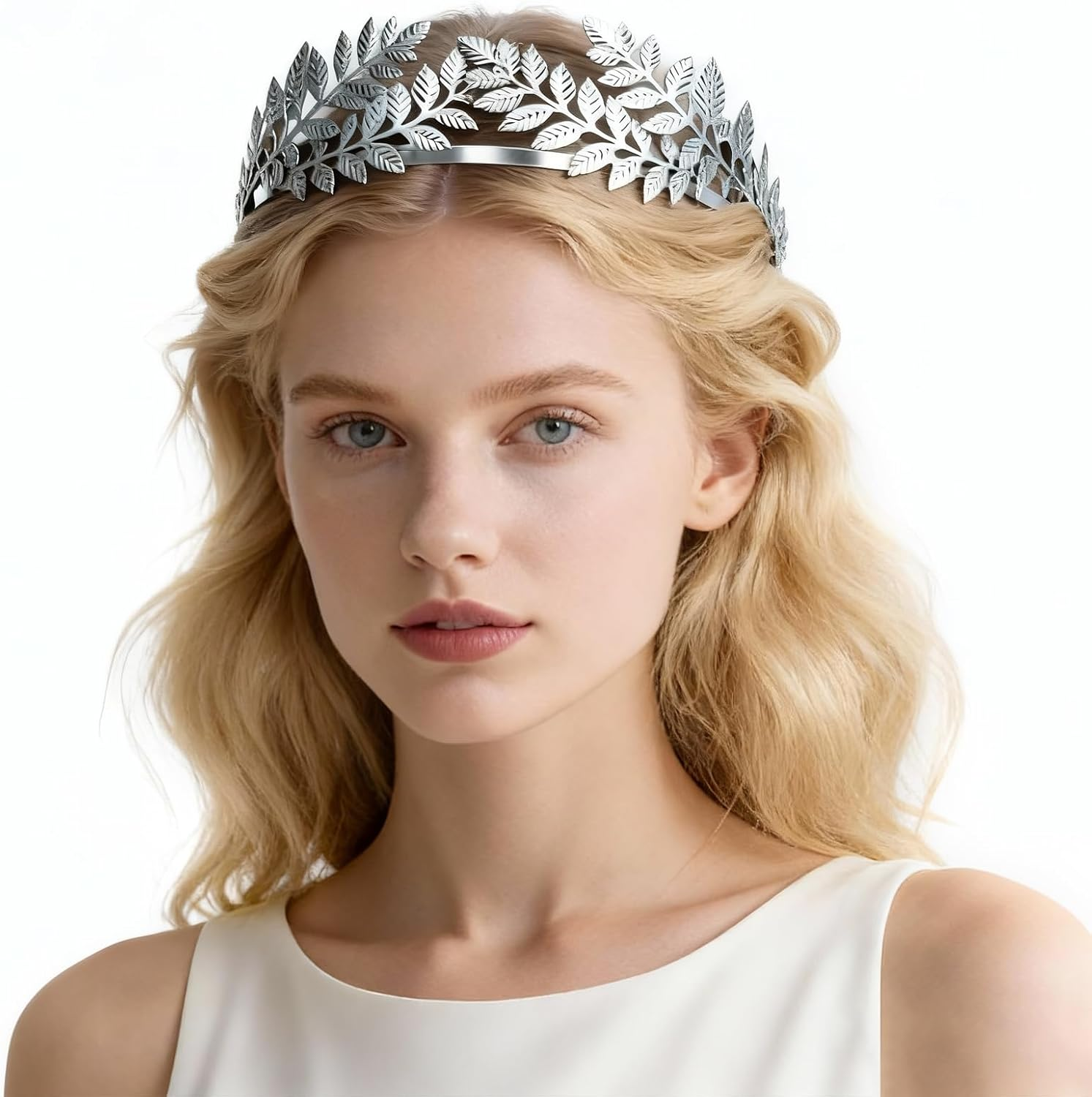 Laurel Wreath, Roman Goddess Headband, Goddess Headband, Laurel Wreath Headpiece, Roman Leaf Crown, Accessories Roman, Headpiece Bride, Suitable for Cosplay, Wedding, Party, Silver image number 2