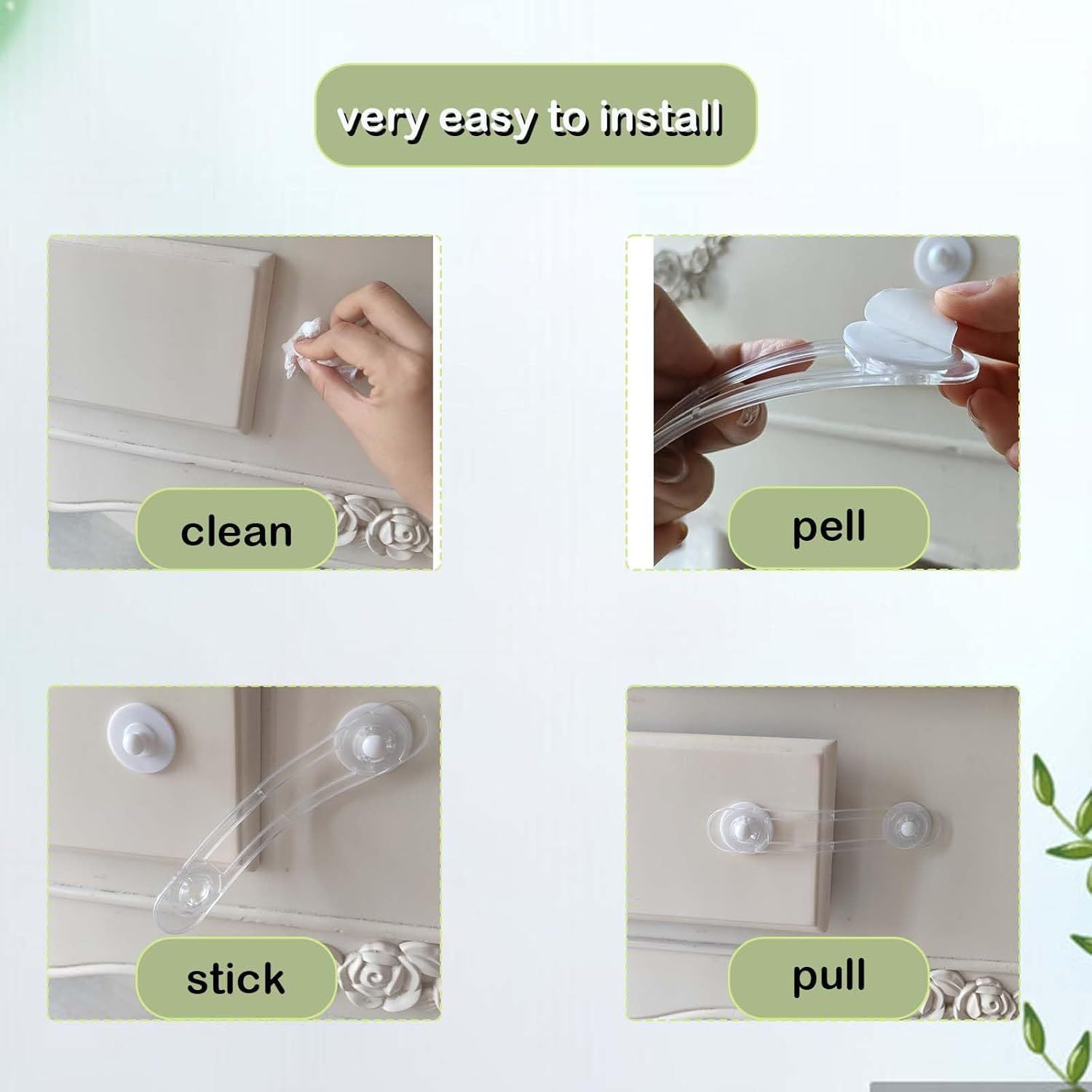 Loimon 20-Pack Child Safety Cabinet Locks - Adjustable No Drill Strap for Kitchen/Bathroom/Baby Gates | 16X3Cm Heavy-Duty Latches Secure Fridge, Oven, Drawers & Trash Cans image number 4