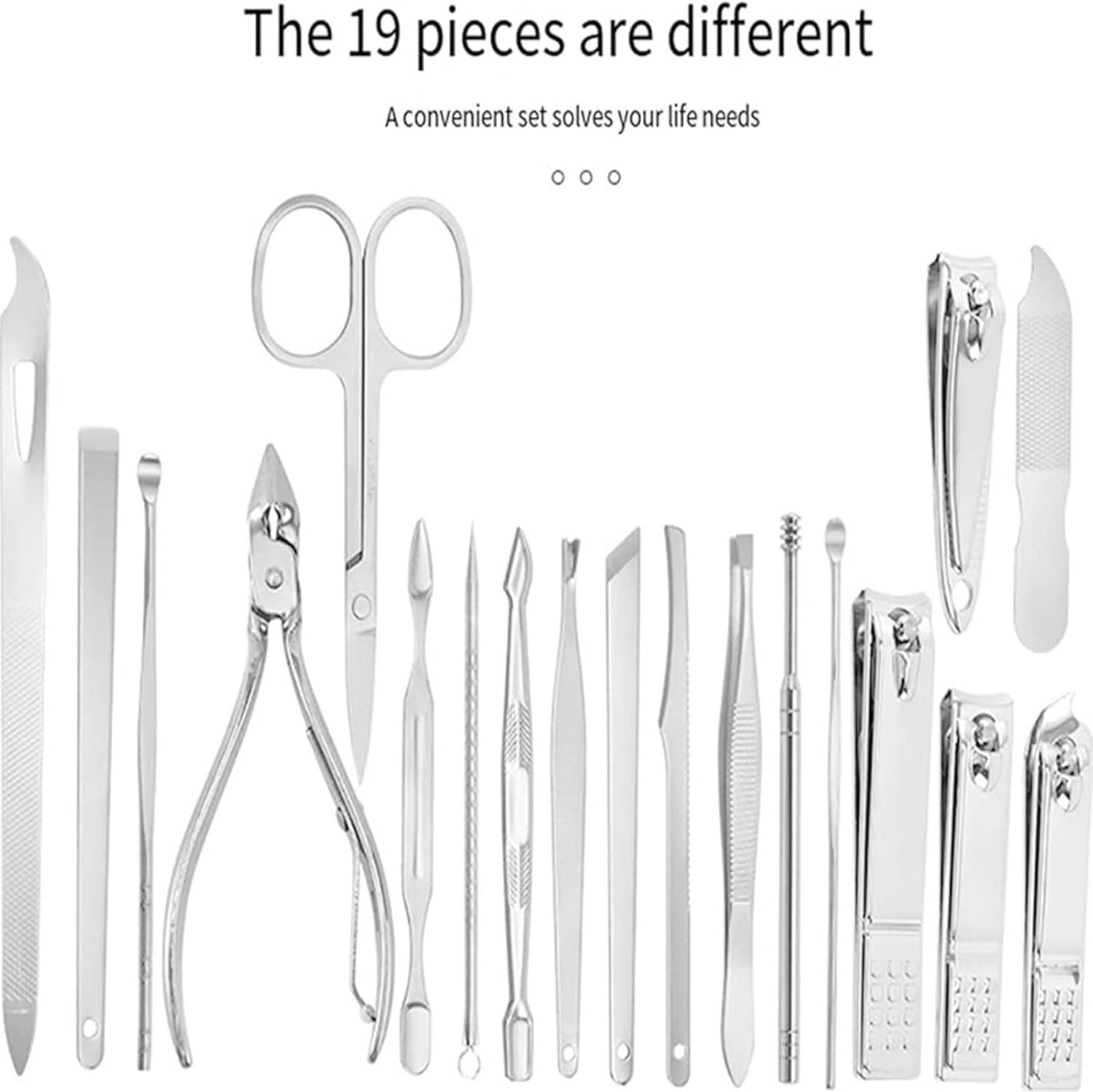 Travel Manicure Set - Stainless Steel Manicure Set Of,Professional Grooming Kit, Scissor Tweezer Ear Pick Tools Grooming Kits with PU Leather - Black image number 4