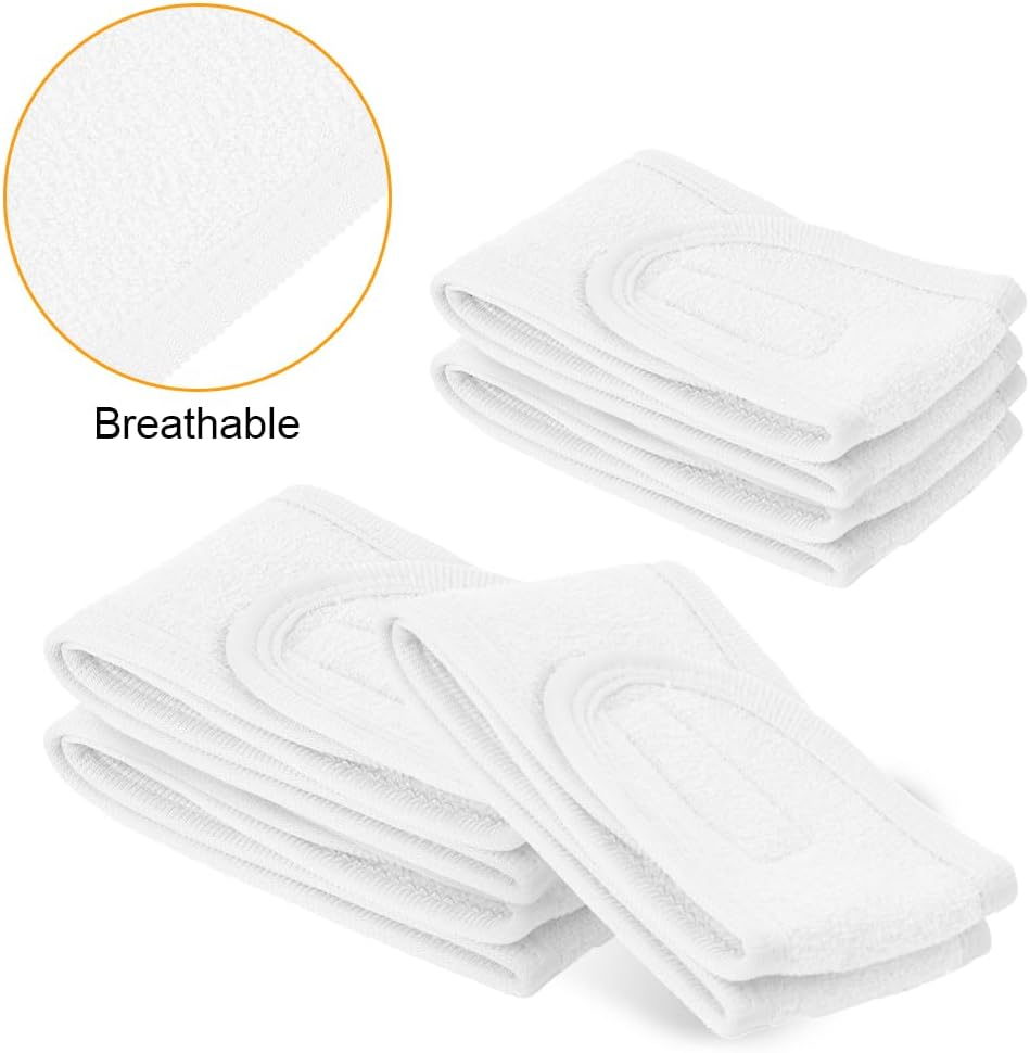 LOPHE 6 Pack Spa Headband, Facial Makeup Hair Wrap with Adjustable Magic Sticker, Women Skincare Headband, Washband for Shower, Headband for Washing Face Shower Sports (White) image number 4