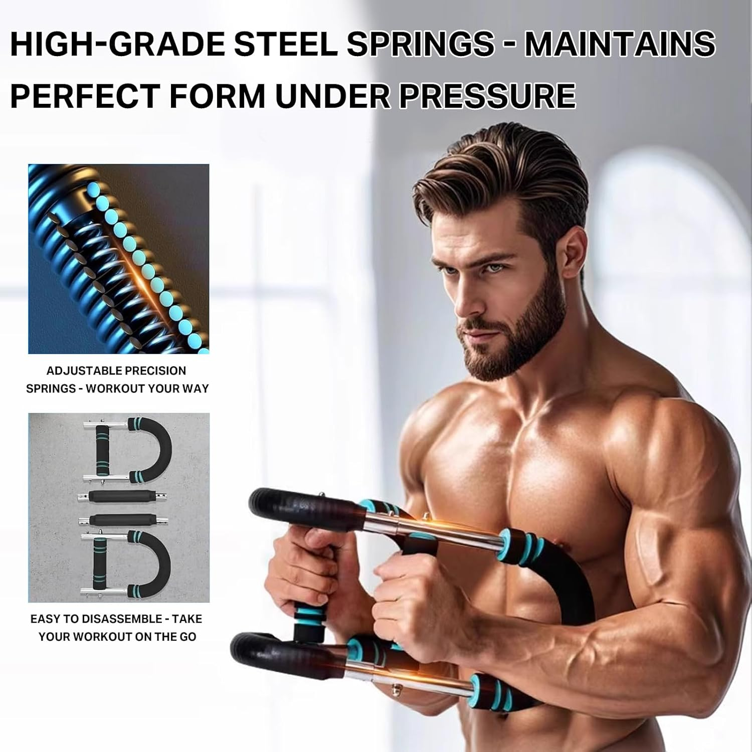 TTFP Saker Twister Arm Trainer for Men, Arm Workout Equipment with Chest Muscle Trainer(Blue 40Kg) image number 4