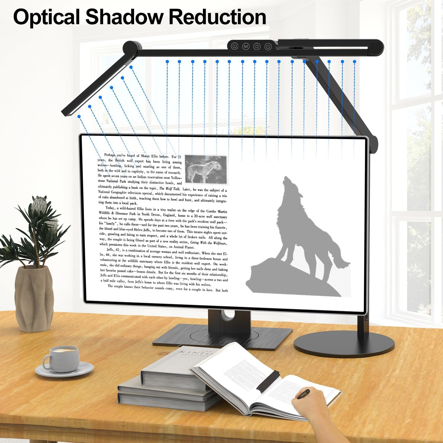 Architect Desk Lamp, Aluminum Alloy LED Desk Light with Base for Home Office, 24W Bright Auto Dimming Table Lamp with Rotatable Swing Arm for Workbench Study Reading Drafting image number 3