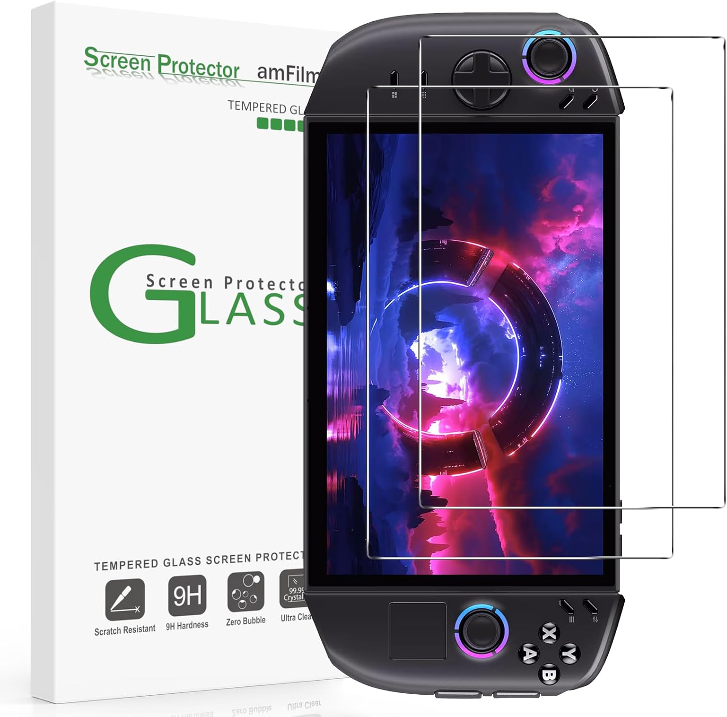 Amfilm 2 Pack Tempered Glass Screen Protector for Lenovo Legion Go Handheld 8.8 Inch 2023, Full Coverage, Transparent Ultra HD, Anti-Scratch, Anti-Fingerprint (Upgrade Version) image number 2