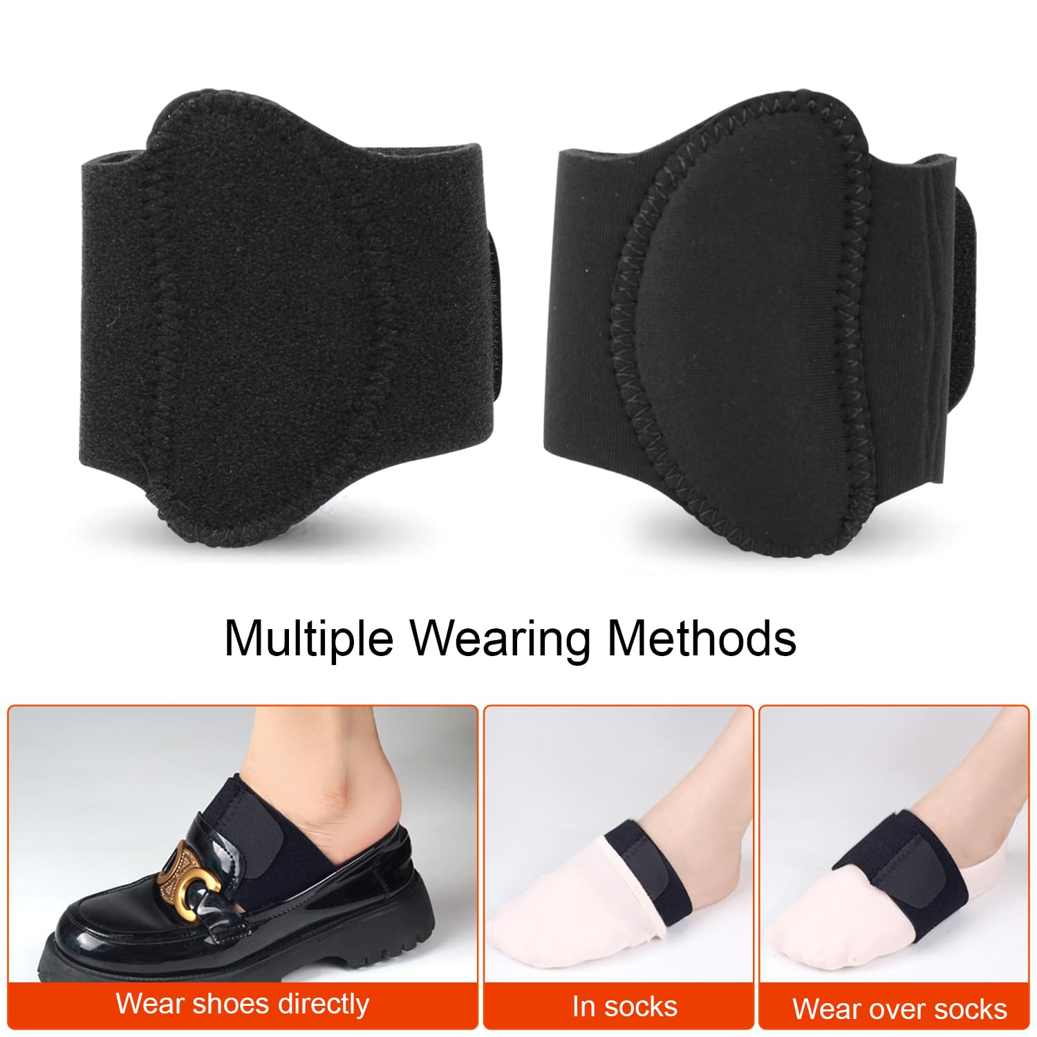 Foot Arch Supports Gel-Padded, H HOME-MART Adjustable Compression Sleeves for Plantar Fasciitis Relief, Heel Spurs, Fallen Arches, Flat Feet Enhanced Foot Care BK image number 5