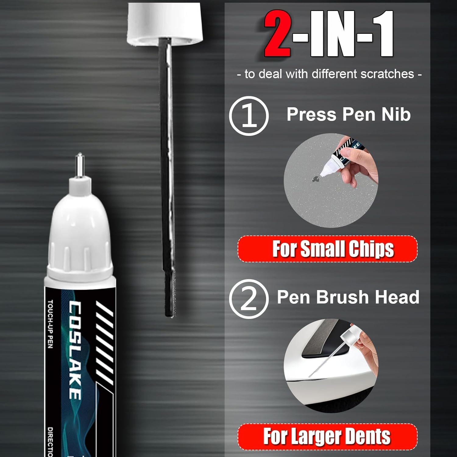 COSLAKE Car Touch up Paint(Atomic Silver(1J7)) for Lexus, Car Paint Scratch Repair Kit, Quick & Easy Solution to Repair, 2 in 1 Scratch Remover Pen with Color-Matched image number 3