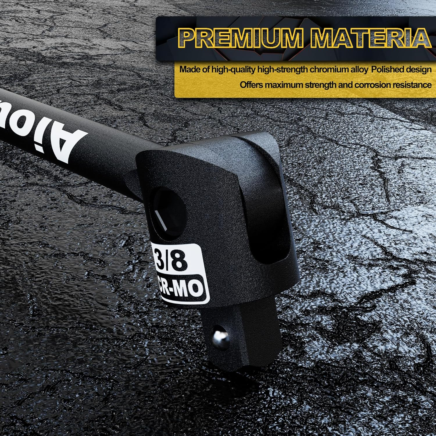 3/8" Drive 445 Mm Breaker Bar, Heavy Duty Head, Premium Chromium-Molybdenum Steel, Loosen Frozen, Rusted, Damaged Bolts and Nuts image number 2