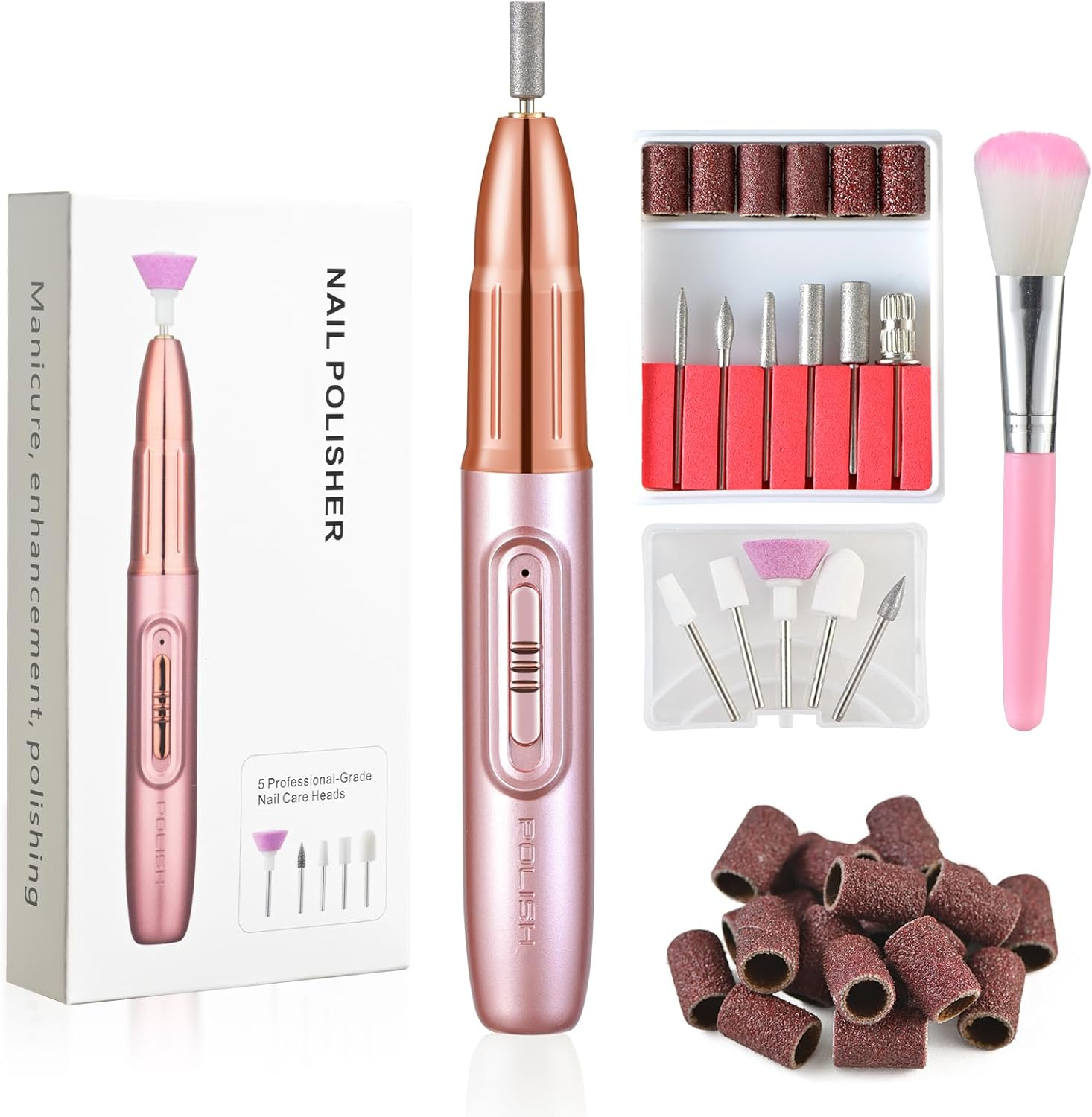 ELEHOME Electric Nail Drill File, Cordless Nail Drill for Acrylic Gel Dip Powder Nails, Rechargeable Electric Nail File Machine E File for Manicure Pedicure Polishing Shape, Black