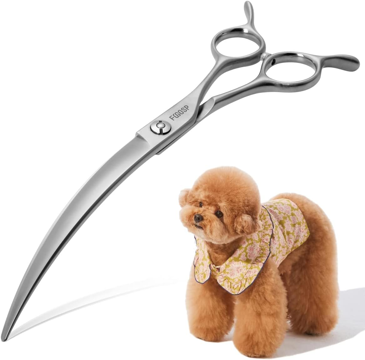 FOGOSP Professional 45&deg;Curved Grooming Scissors for Dogs 7.0 in Big Arc Curved Shears for Professional Groomer Japan VG10 High-Carbon Steel Right Hand Matte image number 5