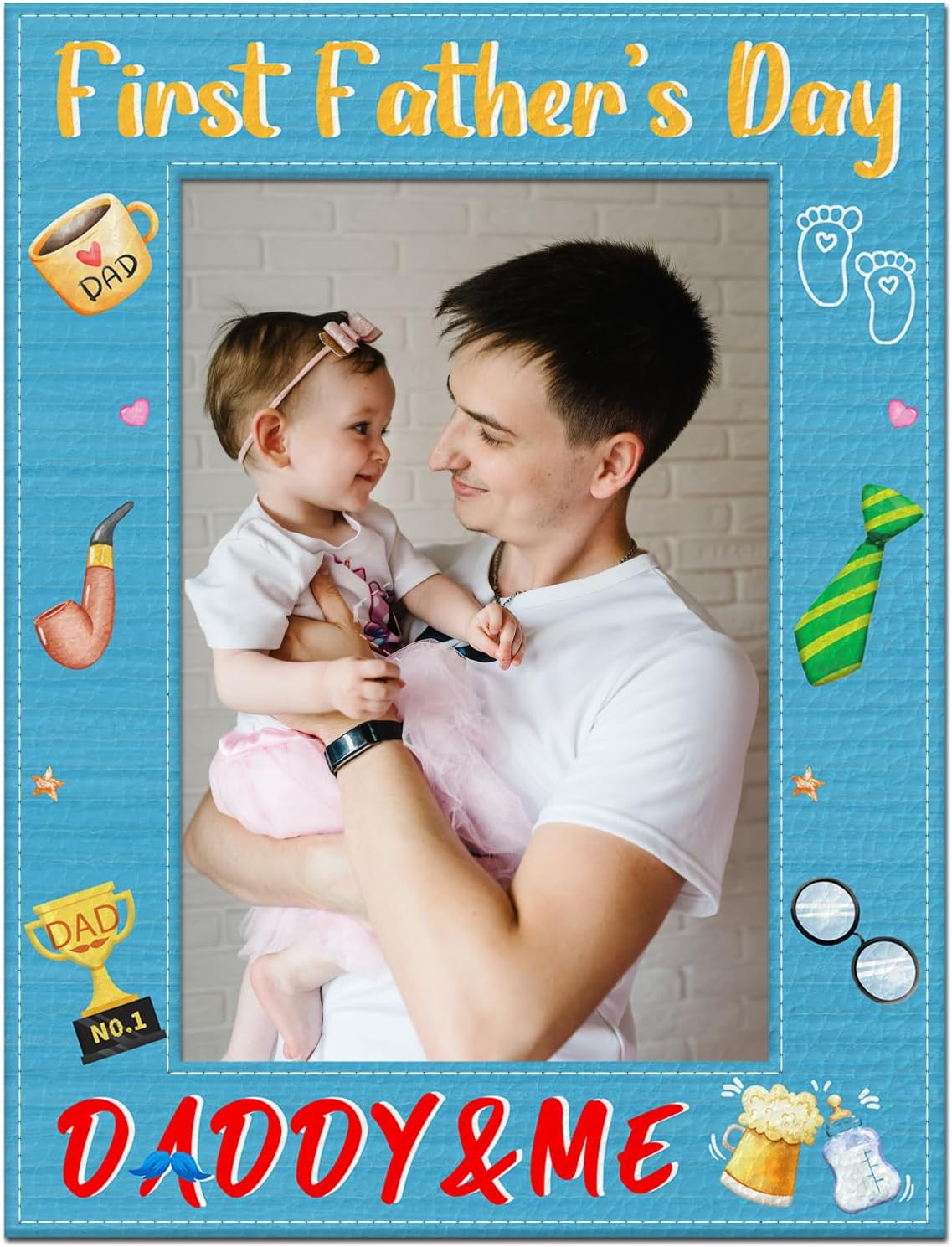 Daddy and Me First Fathers Day Picture Frame 1St Father&rsquo;S Day Photo Frame Gifts for New Dad Newborn Baby First Time Dad Photo Frames from Daughter Son Baby Nursery Decor image number 4