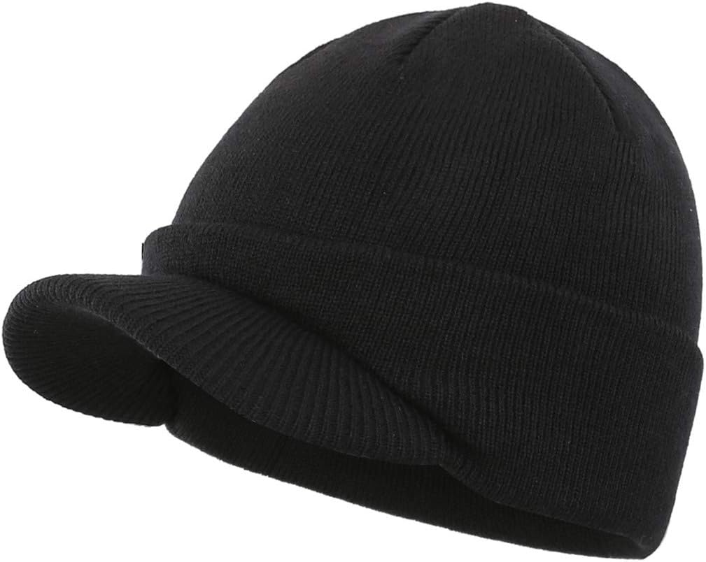 Magracy Unisex Men'S Warm Visor Beanie Outdoor Double Knit Hat with Peak Winter Hat