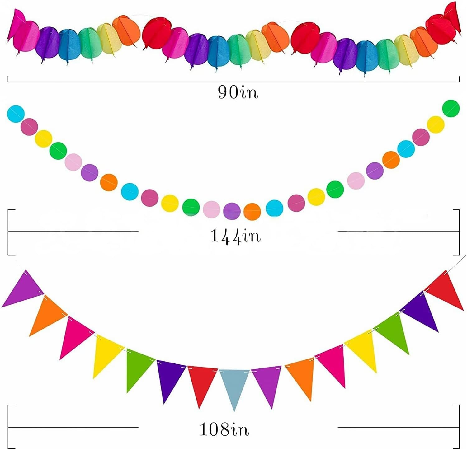 Party Decoration Set-33 Pcs! Colorful Mexican Inspired Hanging Paper Fans,Garlands String Polka Dot，Triangle Bunting Flags & Tissue Streamers - Ideal for Birthdays, Festivals & Parties image number 1
