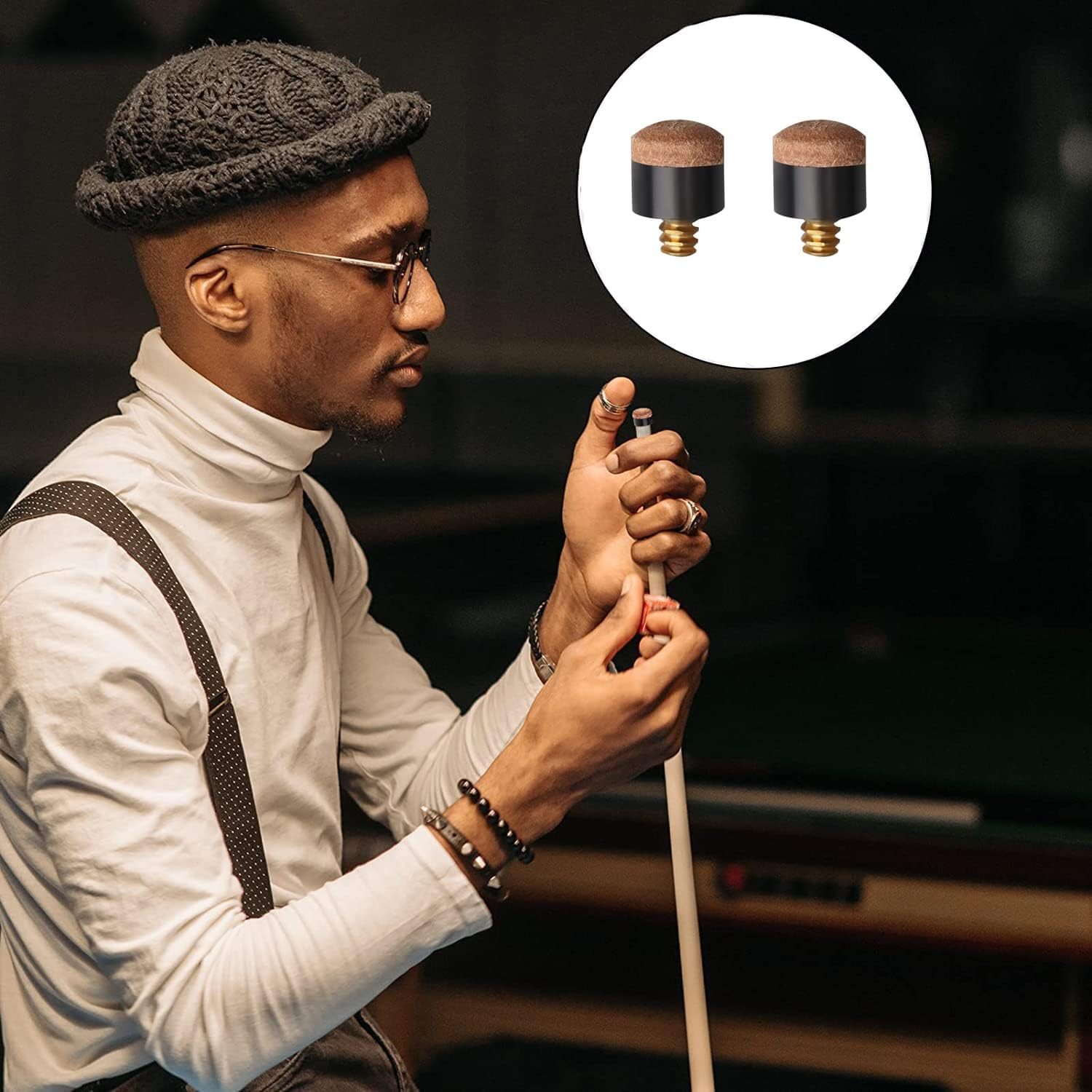 10 Pcs Screw on Tips 10 Mm Replacement Cue Tips for Pool Cues and Snooker， Pool Cue Tips Hard Leather Screw-On Tips for Pool Cues and Snooker(Brown) image number 5