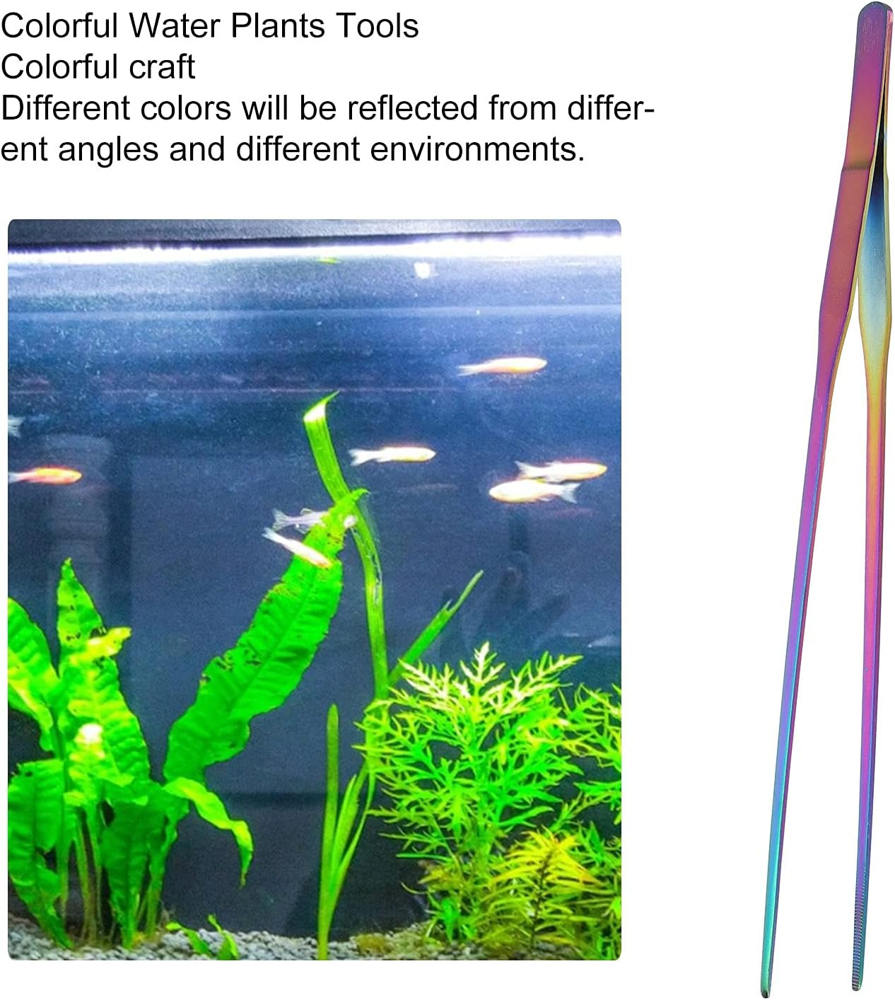 27Cm Aquarium Straight Curved Tweezers Colorful Stainless Steel Aquarium Aquascaping Tweezers Aquatic Plants Clamp/Holder (#1)