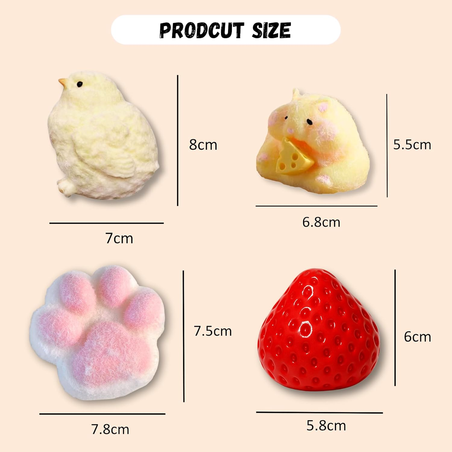 4 Pcs Taba & Fufu Squishy Fidget Toys, Fidget Party Favours, Super Soft Kawaii Stress Relief Toys, Reusable Sensory Fidget Gift for Adults and Kids image number 2