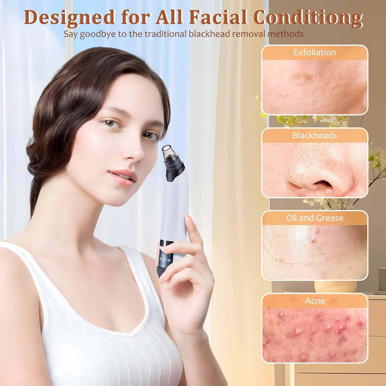 Blackhead Remover Vacuum - Powerful Pore Vacuum for Cleansing, Blackhead Extractor with 3 Adjustable Suction Levels, 4 Blackhead Removal Tools, USB Rechargeable，Suitable for Women and Men image number 3