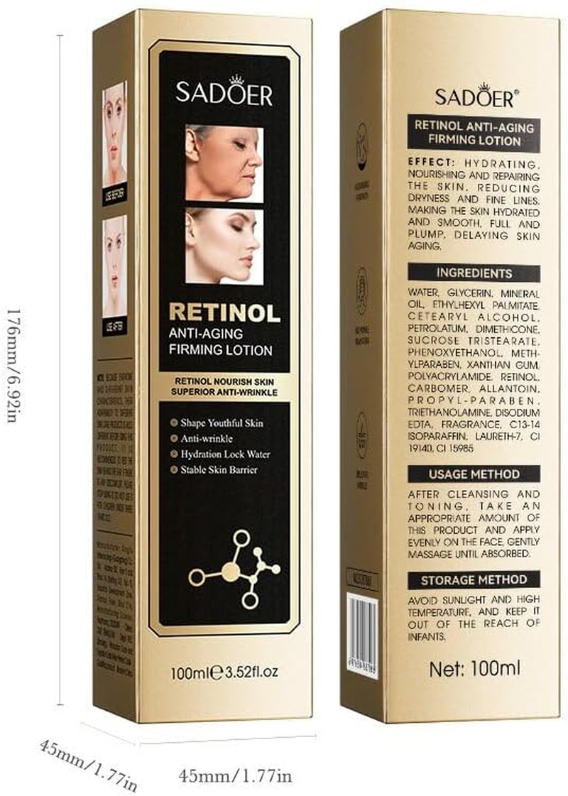 Retinol Water Emulsion anti Wrinkle and Firming Lotion, Moisturizing, Nourishing and Tender Skin.(Lotion 100Ml) image number 6