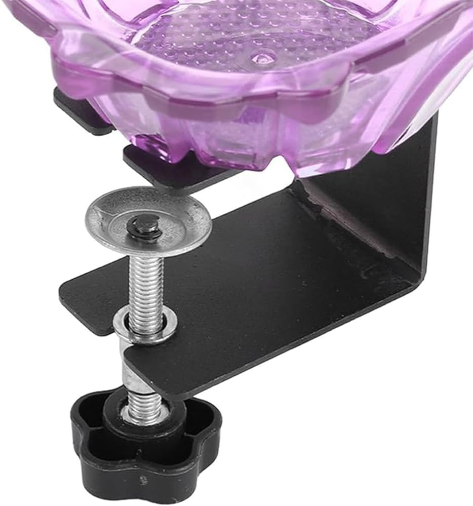 Violet Bird Feeder Stand Set Multi Feeder Hanging Kit,Plastic Carbon Steel Flower Shape,Bird Food Holder Container,For Balcony Porch Railing Bird Feeder image number 6