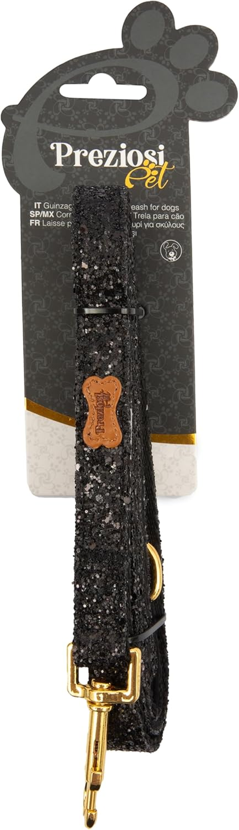 Preziosi Pet - Dog Leash for Small Medium Dogs Puppy Walking Rope Glitter Fabric and Nylon inside Durable Length 125Cm Height 2Cm