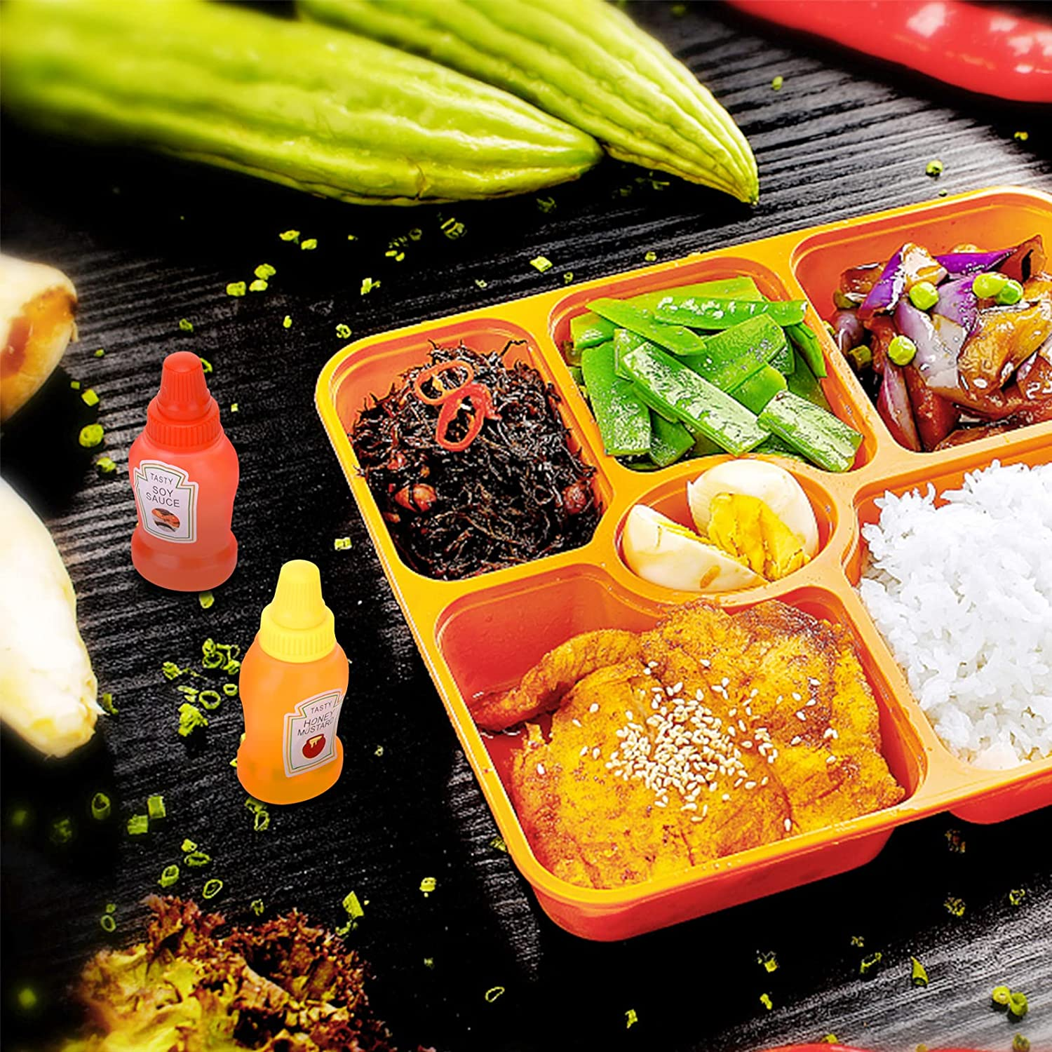 Jspupifip Mini Ketchup Bottles with Sturdy Screw Cap, 25Ml Mini Condiment Squeeze Bottles Portable Honey Sauce Salad Dressing Dispensers Jars Containers for Adults Lunch Box (4) image number 2