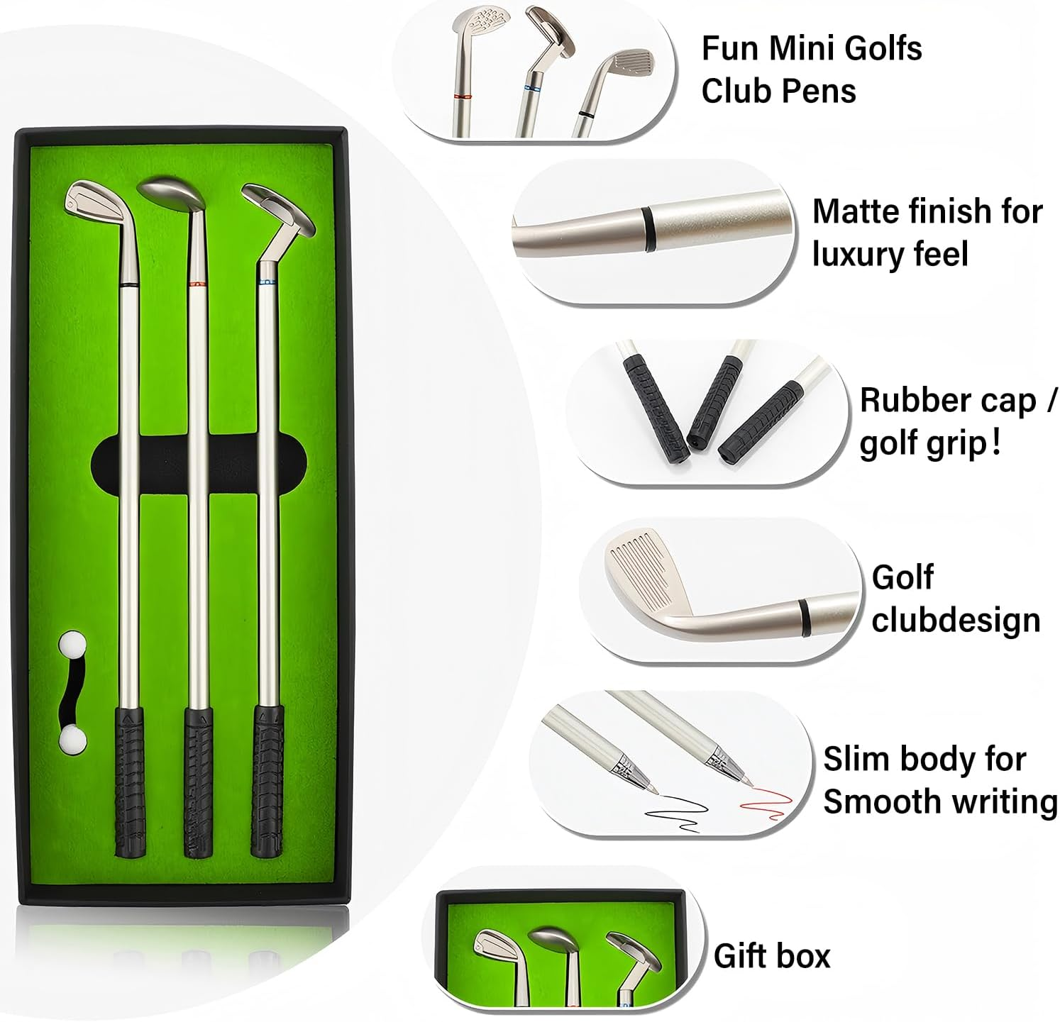 Golf Pen Desktop Games, Fun Mini Golf Set Includes Putting Green with Ball, Flag and 3 Golfs Club Pens Gifts for Golfers, Coworkers, Boss, Father, Boys, Trade Pen, Valentine'S Day image number 5