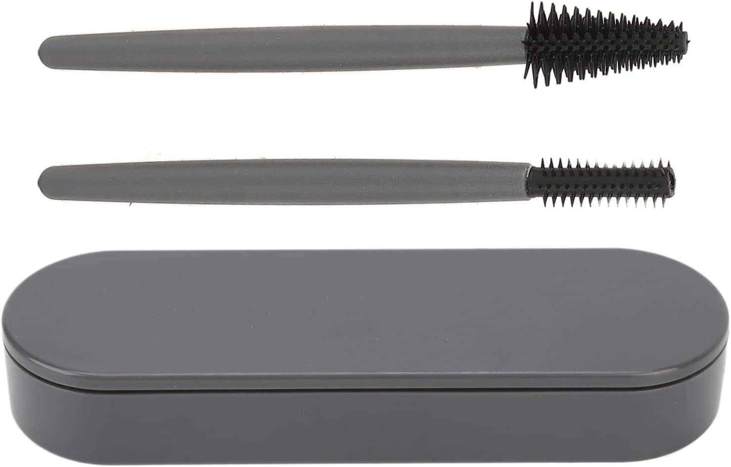 Portable Mascara Brush, Silicone Material Eyelash Brush Set Dustproof Box for Home (Gray) image number 5