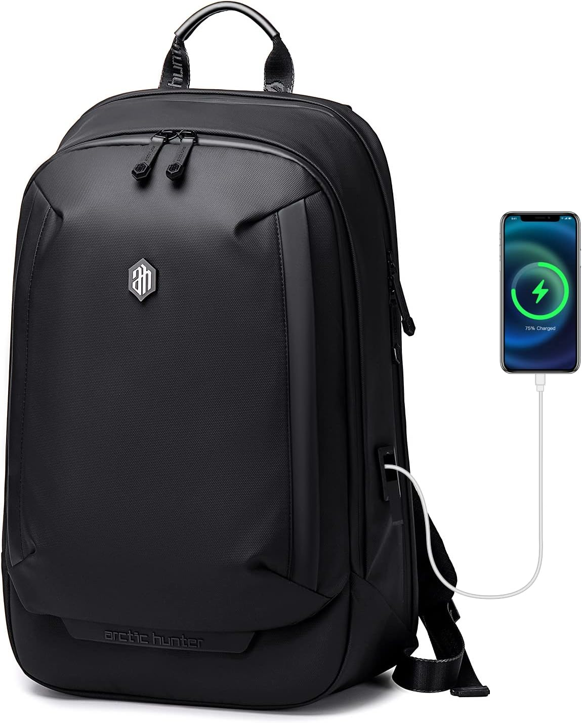 ARCTIC HUNTER Laptop Backpack for Men 15.6", Waterproof Travel Bag with USB Charging Port, Work & School Backpack with Multiple Compartments, Padded Back, for Business, Outdoor & Commute &ndash; B00443 image number 6
