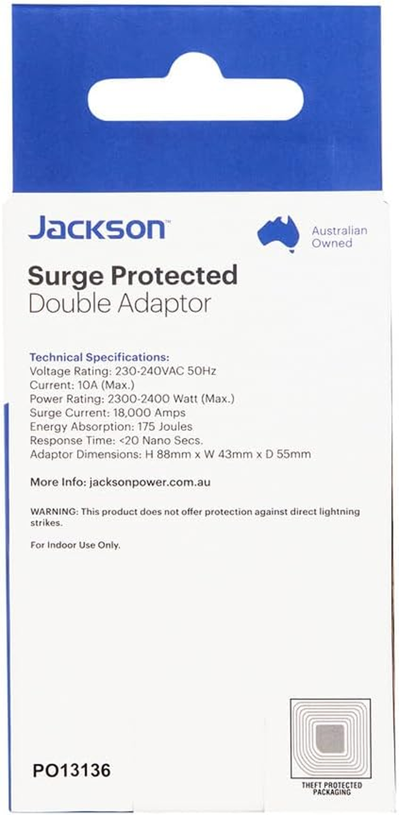 Jackson Surge Protected Double Adaptor image number 3