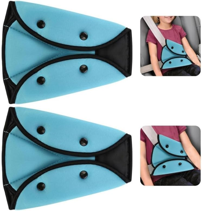 Seat Belt Adjuster,2 Packs Car Seatbelt Safety Cover Triangle Positioner for Short People,Soft Auto Shoulder Neck Strap Adjuster,Protective Safety Strap Adjuster Pad (Blue, One Size) image number 4
