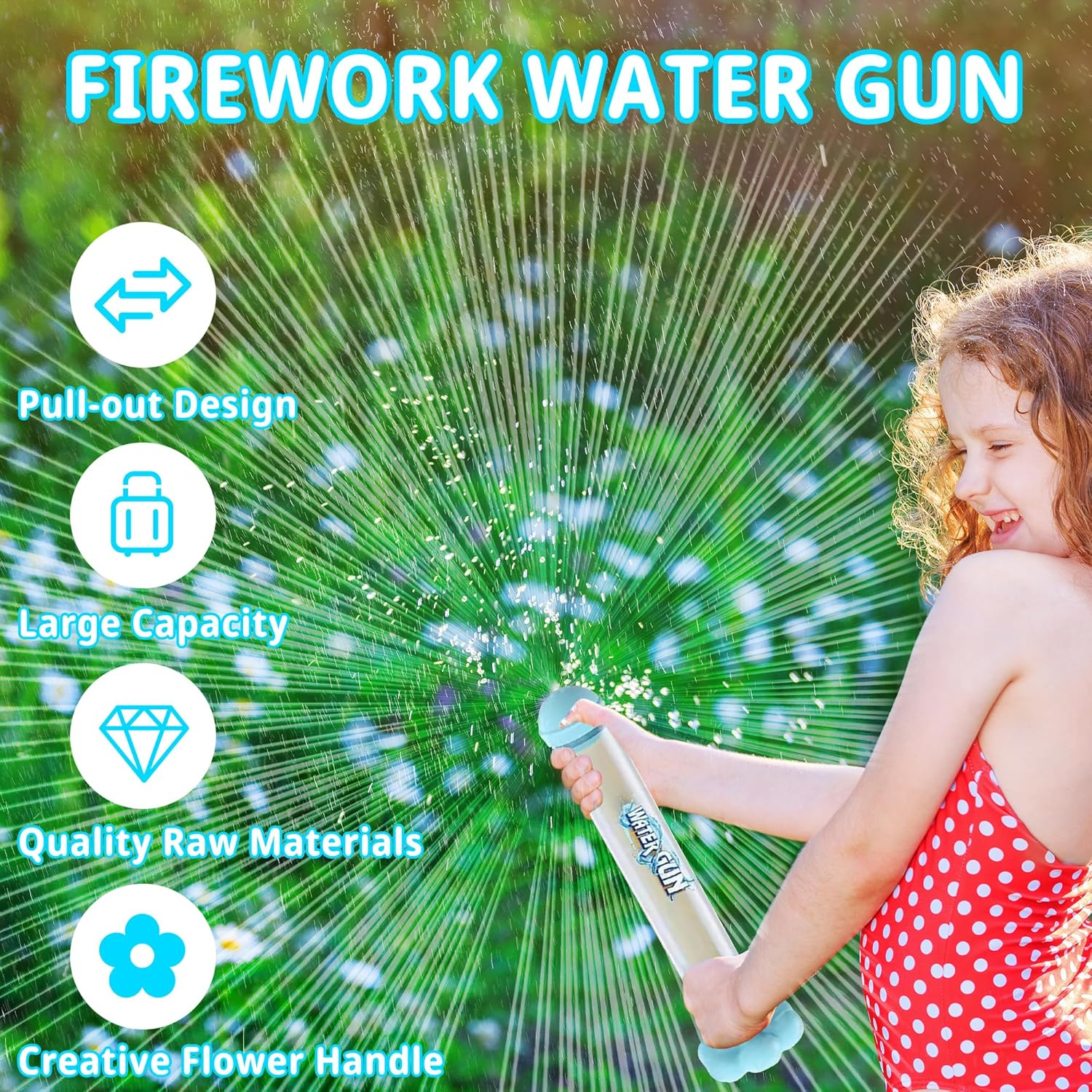Crudetea Firework Water Gun,Romantic Fireworks Water Spray Toys,High Pressure Pull-Out Fireworks Water Gun,Suitable for Pool Parties,Beach,Concerts,Festivals,Gatherings,Marriage Proposals.4Pc image number 2