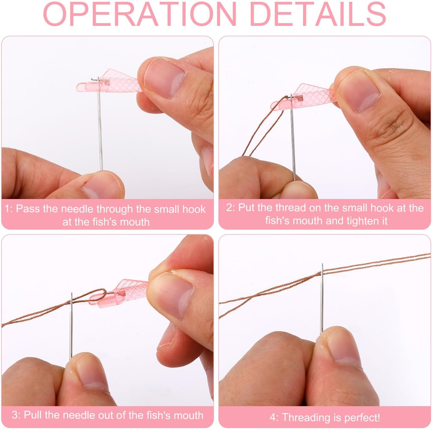 10Pcs Fish Mouth Sewing Machine Needle Threader, 2024 New Fish Type Needle Threader Automatic Sewing Needle Threader for Sewing Embroidery DIY Craft Supplies Accessories(Pink) image number 3