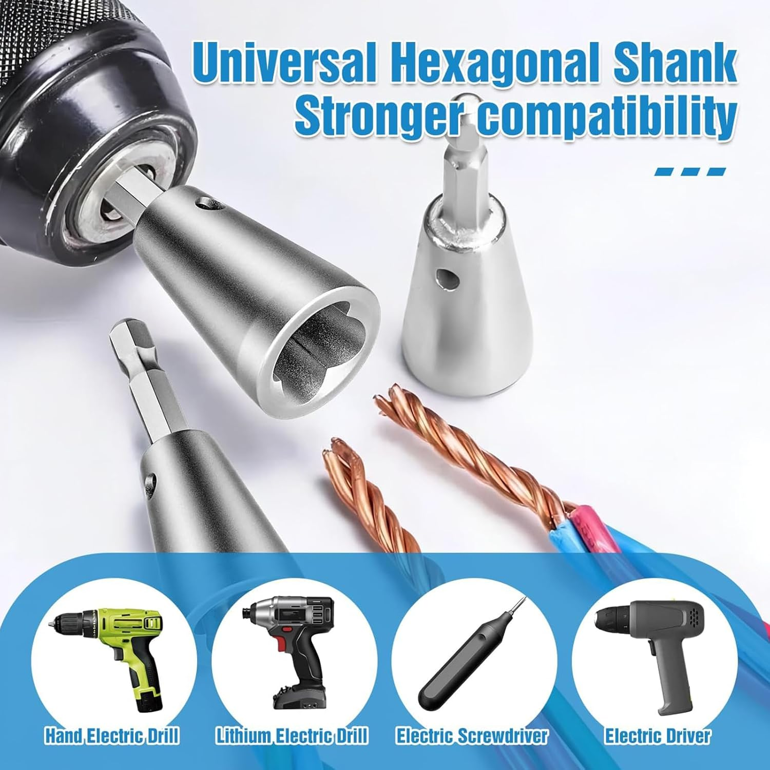 Nlvnmv 2 Pcs Wire Twister Tool for Drill, 6 MM Hex Shank Connector, Wire Nut Twister for Efficient Cable Handling, Electrical Power Drill Accessory image number 2