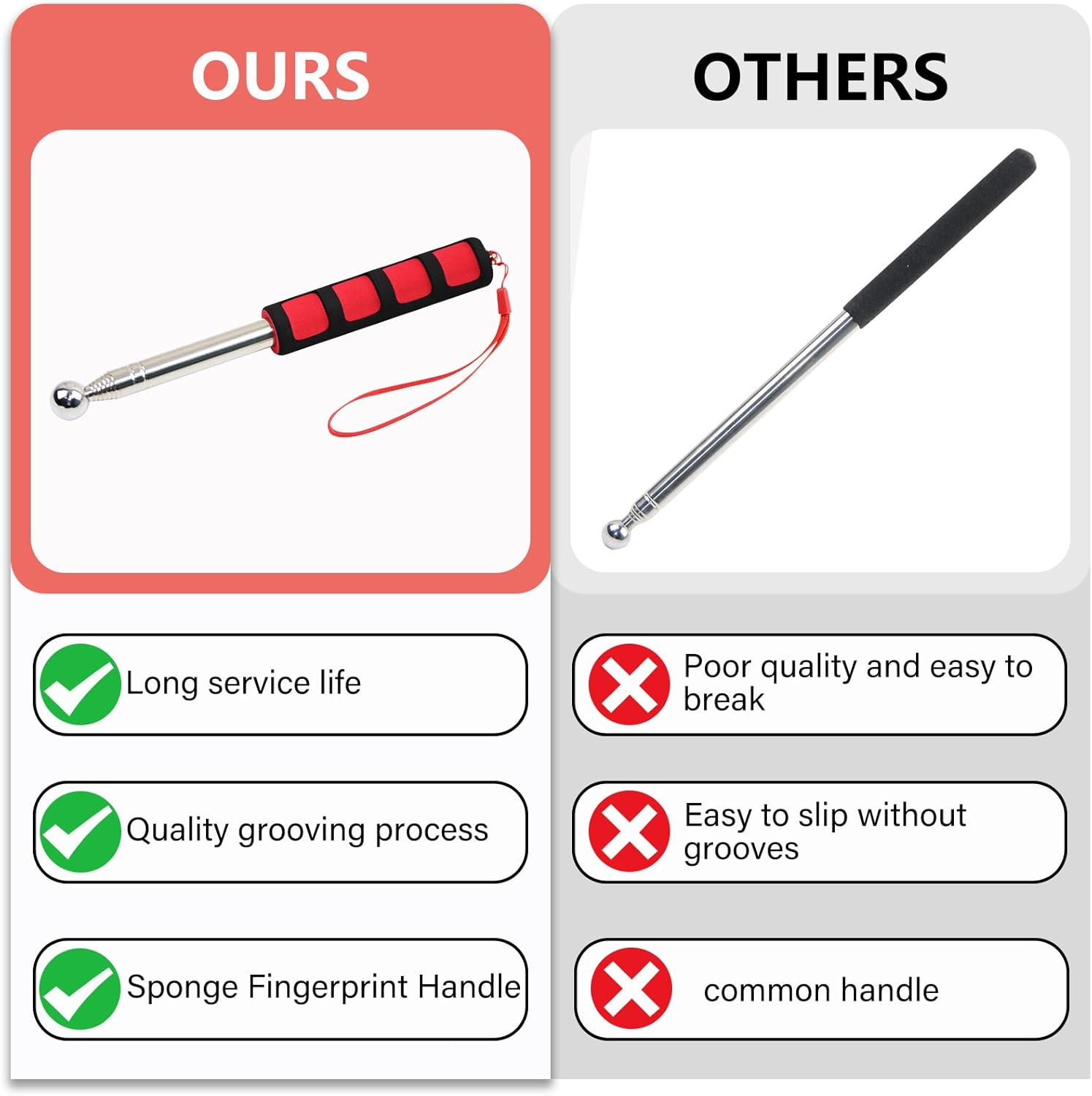 2Pcs 2M Handheld Telescoping Flag Pole with Clips, Portable Stainless Steel Flagpole Extendable Telescopic Flag Poles for Tour Guide Horse Training Festival, 2M image number 4