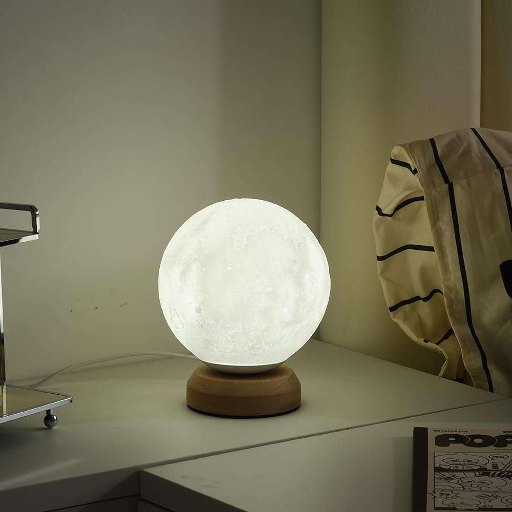 Moon Lamp, 3-Color Temperature Lamp,Bedroom Bedside Night Lights, Dimmable Led Lighting, Table Lamps for Living Room Officecreative Home Decor,Valentines Unique House Warmging Gift image number 1