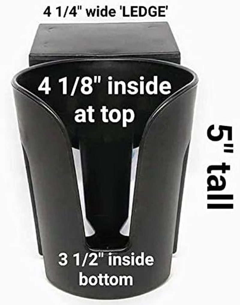 The LEDGE Large Drink Holder, Auto Cup Holder, Black, Plastic, Metal, Universal Fit