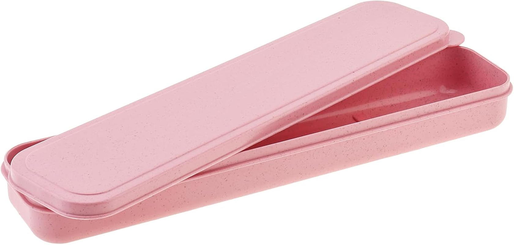 Origlam 1Pcs Reusable Utensils Wheat Straw Travel Cutlery Box, Portable Tableware Flatware Box for Picnic Camping (Pink) - Beige image number 6
