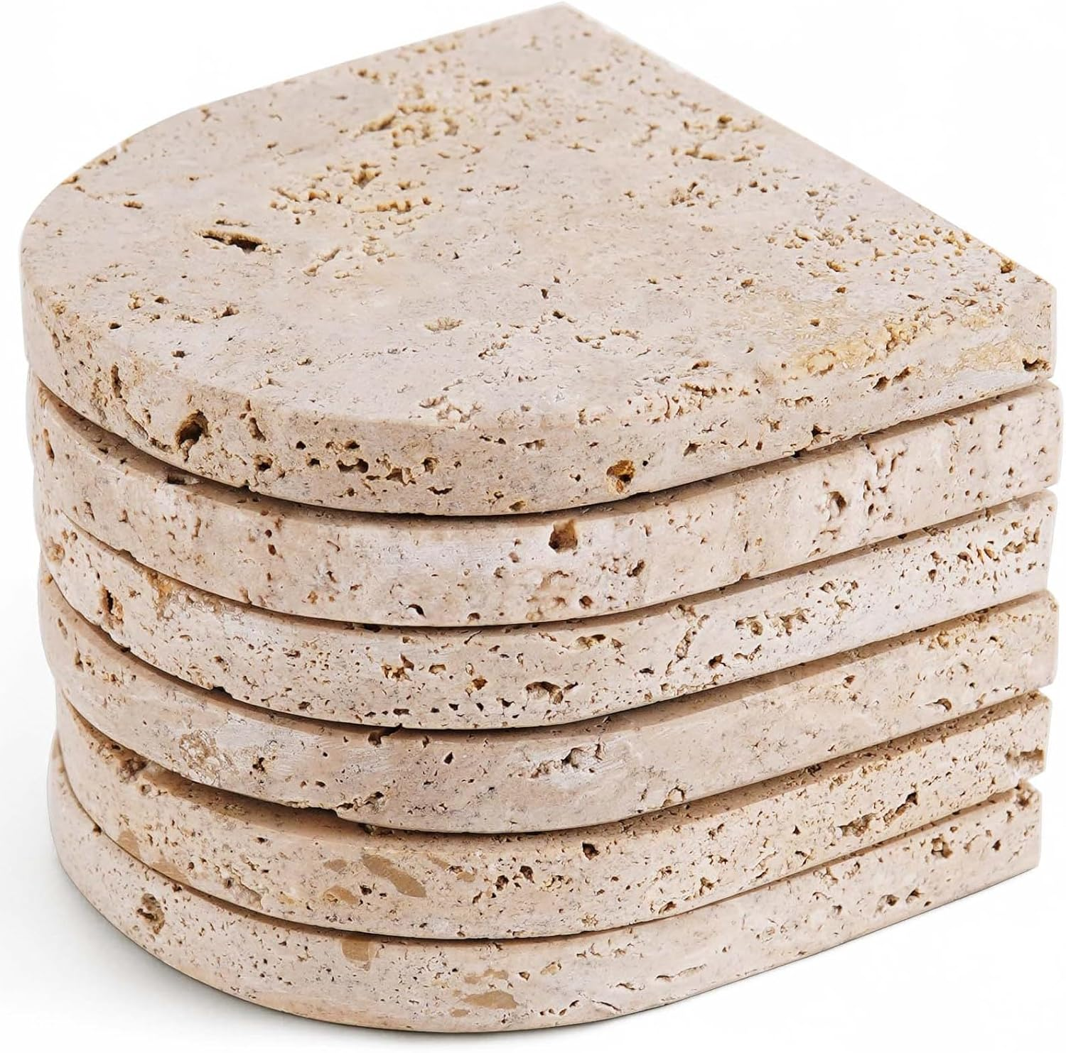 SPESHSTONES Travertine Coasters Set of 6 for Drinks 3.75 Inch Handmade Marble Stone Drink Coaster for Coffee Table, Dining & Kitchen Decor, Home & Office Essentials