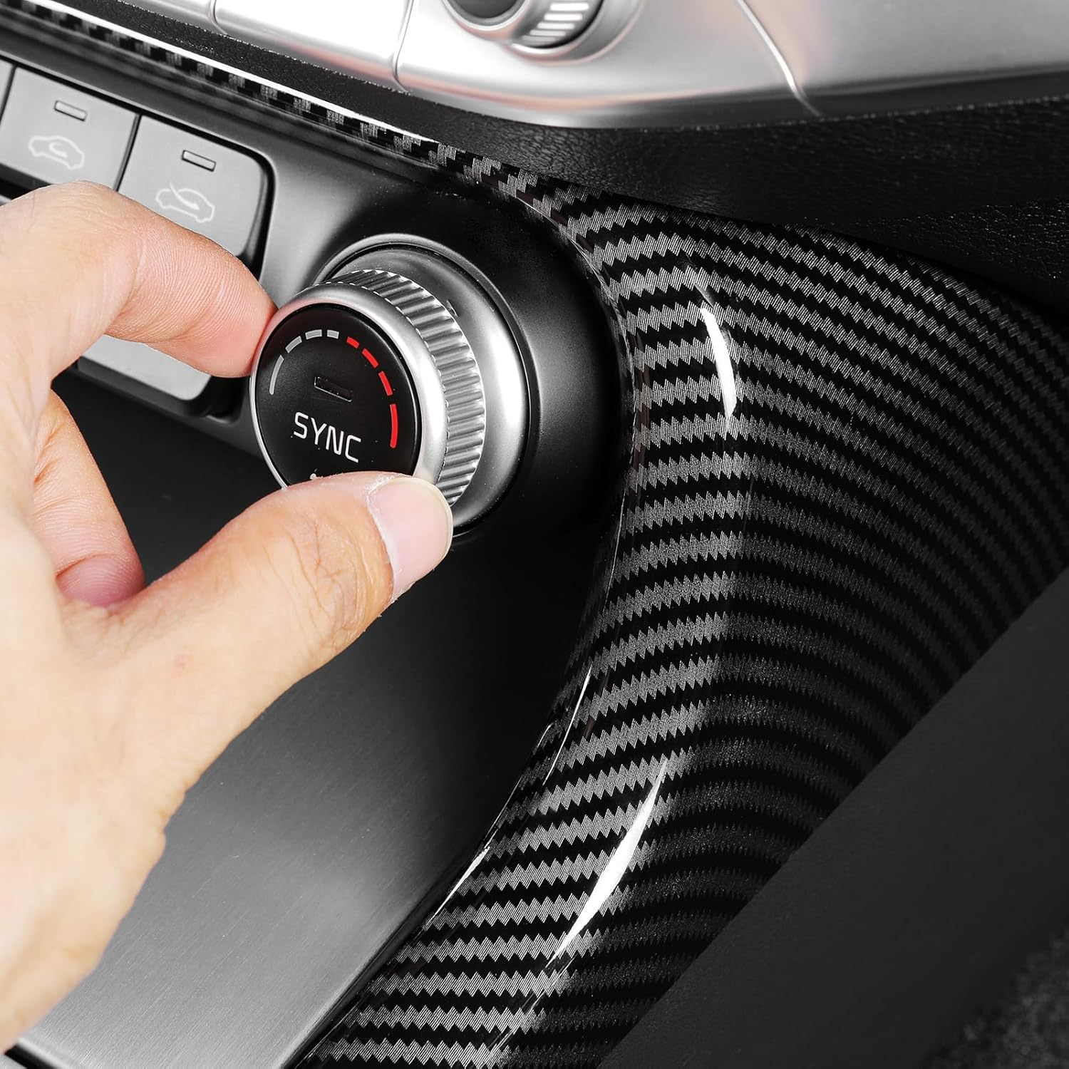 YOUTOOCAR Carbon Fiber Pattern Air Conditioning Vent Outlet Key Switch Trim Frame Cover Compatible with Kia Stinger 2017-2024 Accessories image number 1