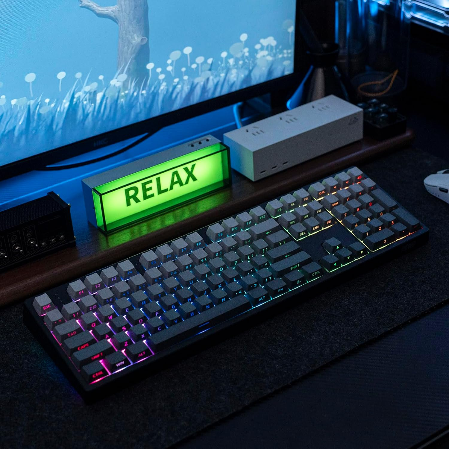 Mechlands EPOMAKER TH108 Full Size Mechanical Keyboard, 108 Keys Wireless Gaming Keyboard, 8000Mah Battery, Creamy Gasket, Hot Swap, Custom Driver, RGB Backlights (Black, Creamy Jade Switch) image number 6