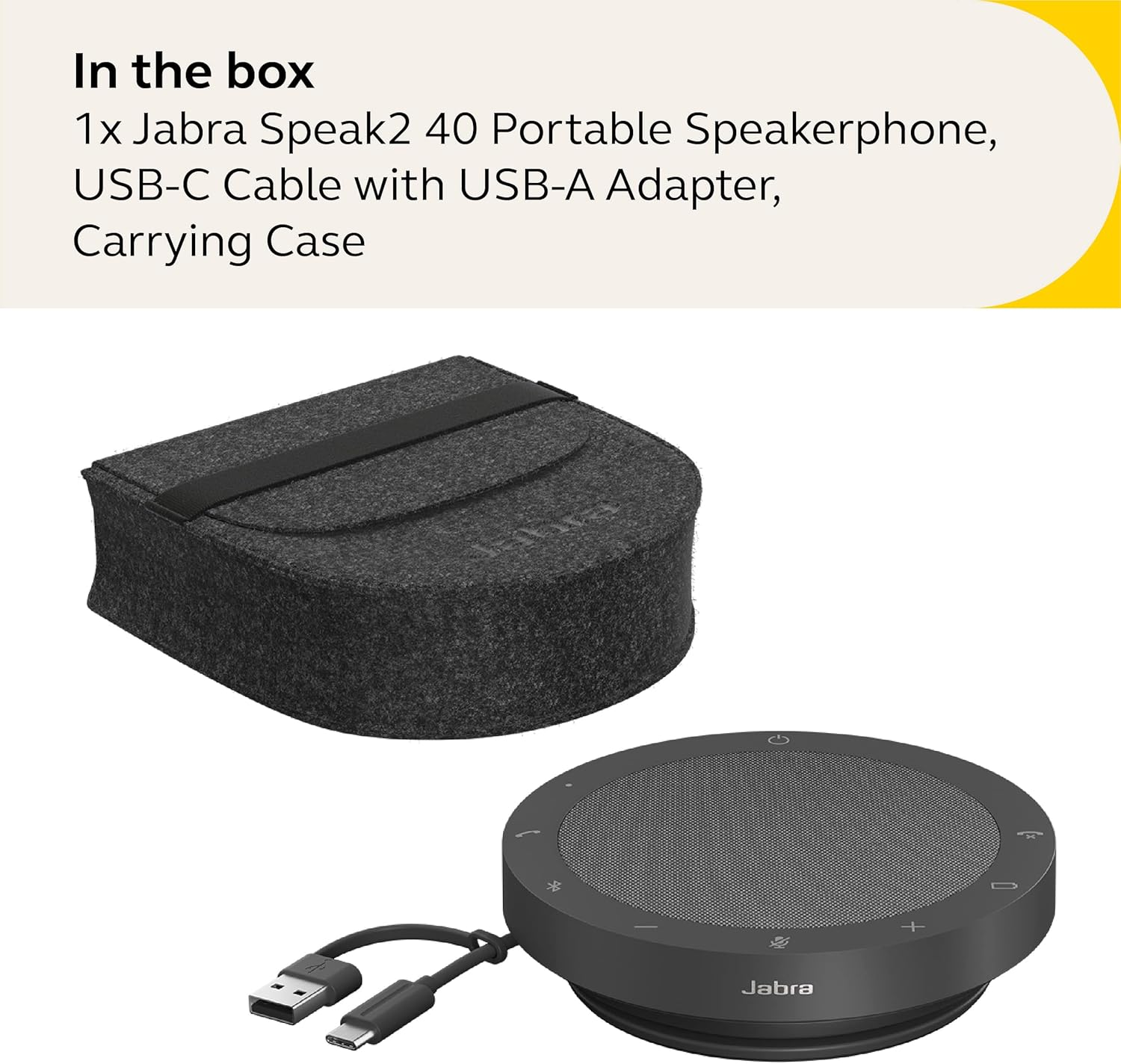 Jabra Speak2 40 Portable Speakerphone - 4 Noise-Cancelling Mics, Full-Range 50Mm Conference Speaker, Wideband Audio & USB-A/USB-C Connections - Certified for Zoom & Google Meet - Dark Grey image number 3