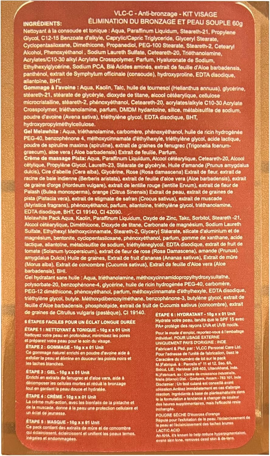 VLCC anti Tan Single Facial Kit, 60G image number 5