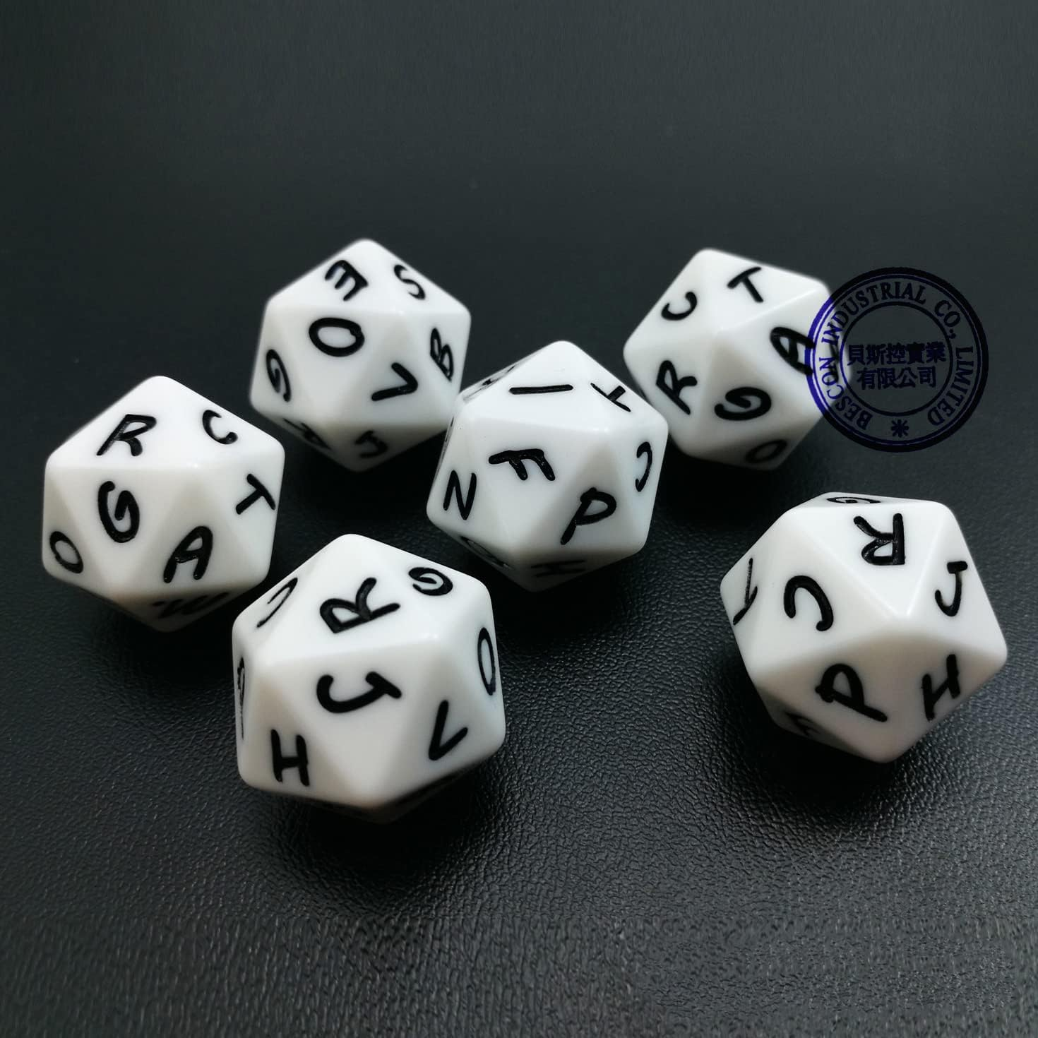 Bescon D20 Spindown Dice 22MM, Assorted Marble Colors 6Pcs Set