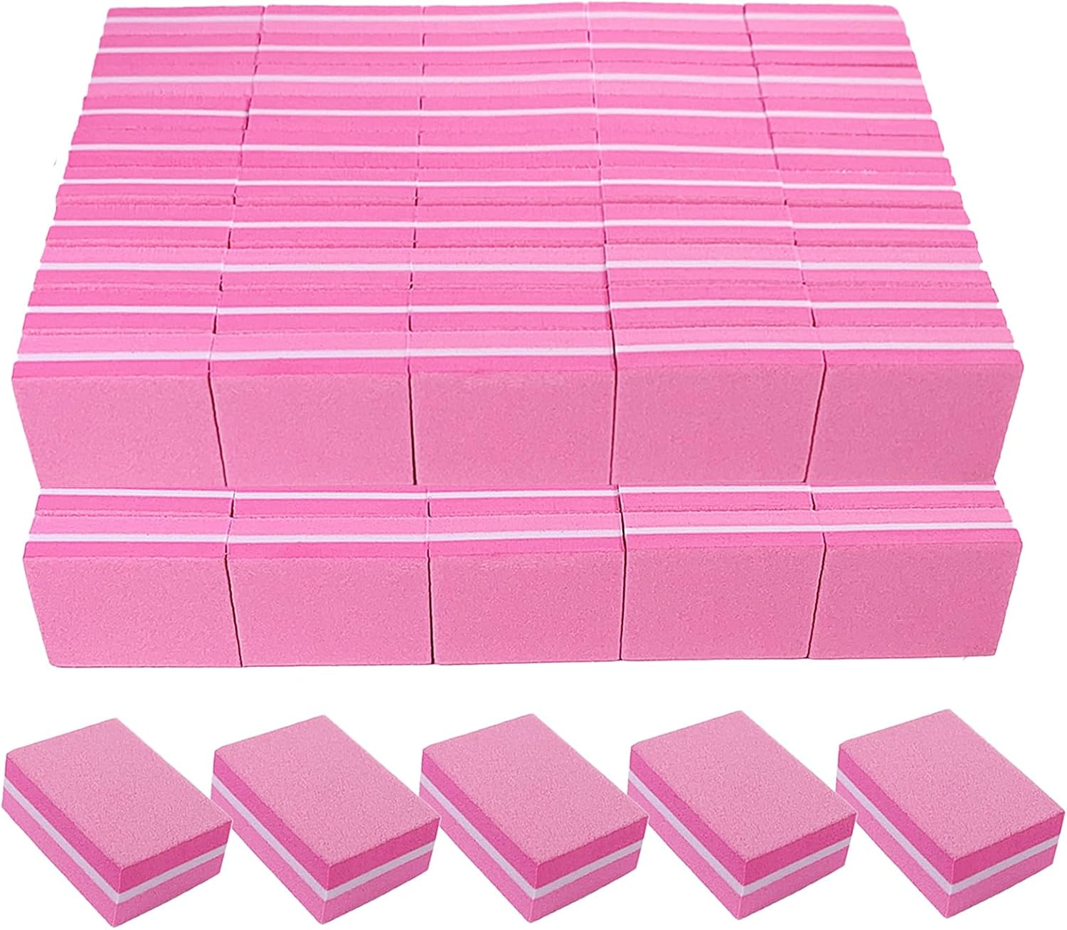 180/240 Grit Nail Buffers (100 Pack), Mini Buffer Block Nail File for Acrylic Nails and Natural Nails, Professional Nail Buffer Block Bulk Buffing Blocks for Nail Buff Manicure File Blocks Set Pink image number 6