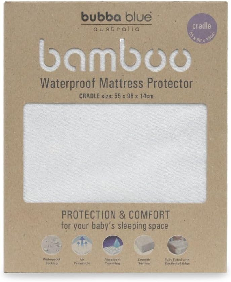 Bubba Blue Bamboo Cradle Waterproof Mattress Protector Pad Bedding Cover Machine Washable Hygienic