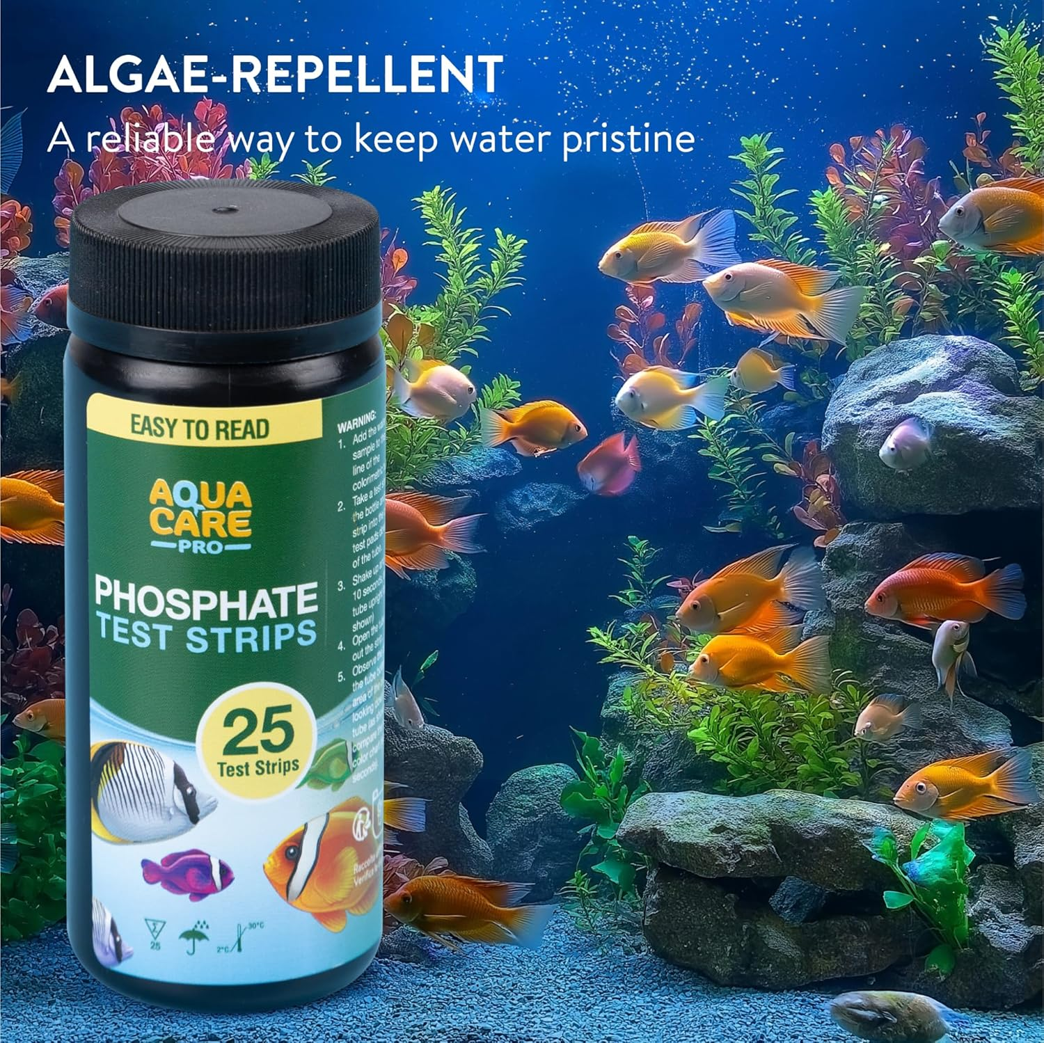 Health Metric Phosphate Aquarium Test Strips - Cold Water Tank Phosphate Testing Kit - Tropical Fish Tank Aquariums or Pond - Aquarium Water Test Kits - for Pools & Spa - 25 Strips image number 3